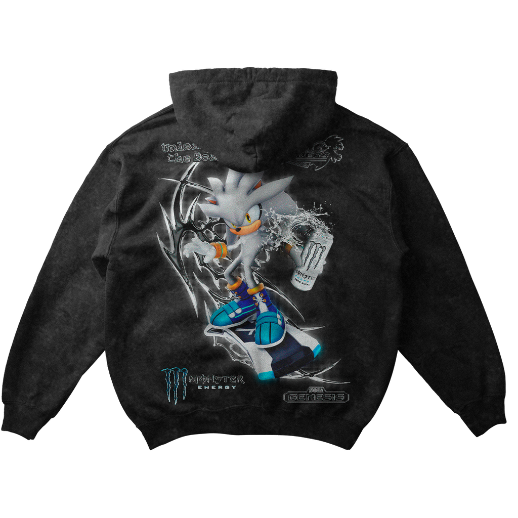 SILVER X WHITE MONSTER ACID BLACK HOODIE